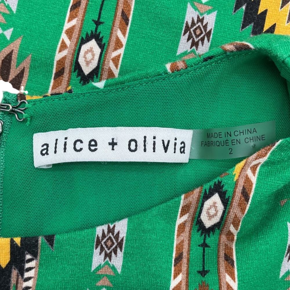 Olivia Ikat Dark Emerald Multi Delora Sheath Dress Size 2 - Picture 4 of 6